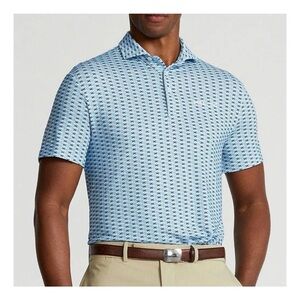 RLX Ralph Lauren X Light Blue Patterned Performance Golf Polo Shirt
